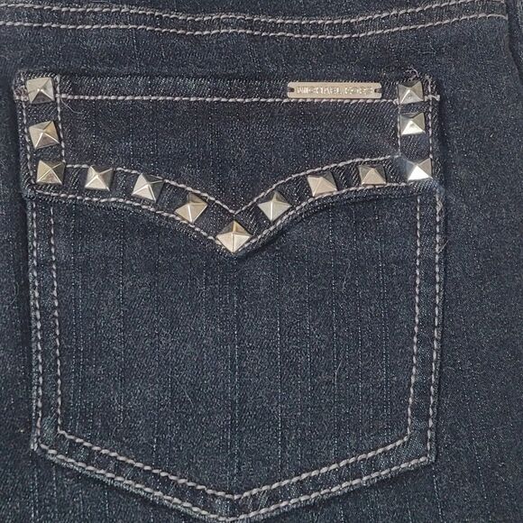 MICHAEL Michael Kors Jeans Y2K Low Rise Boot Cut Denim Stud Sausalito 10 New - Picture 7 of 14